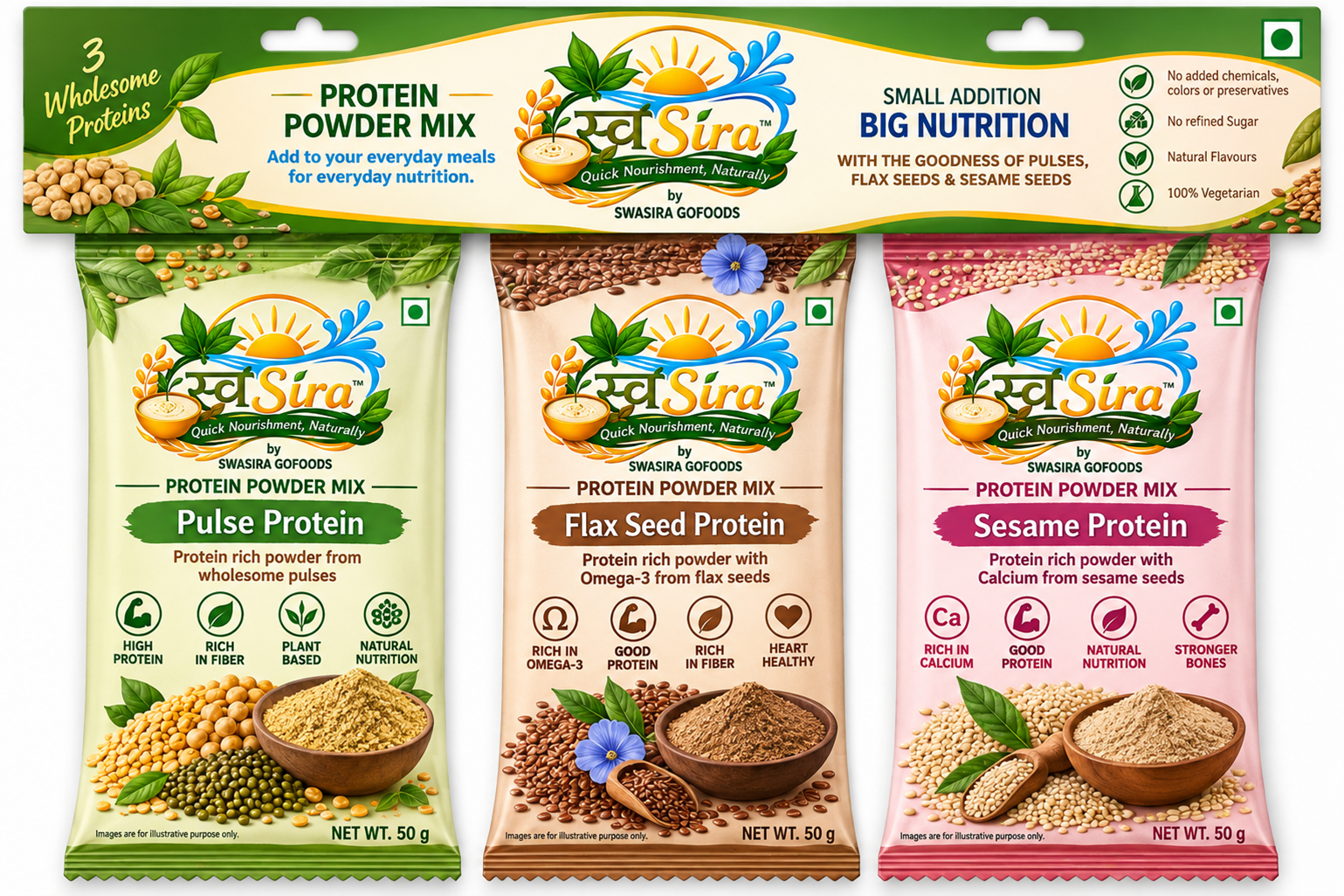 Three protein powder mixes